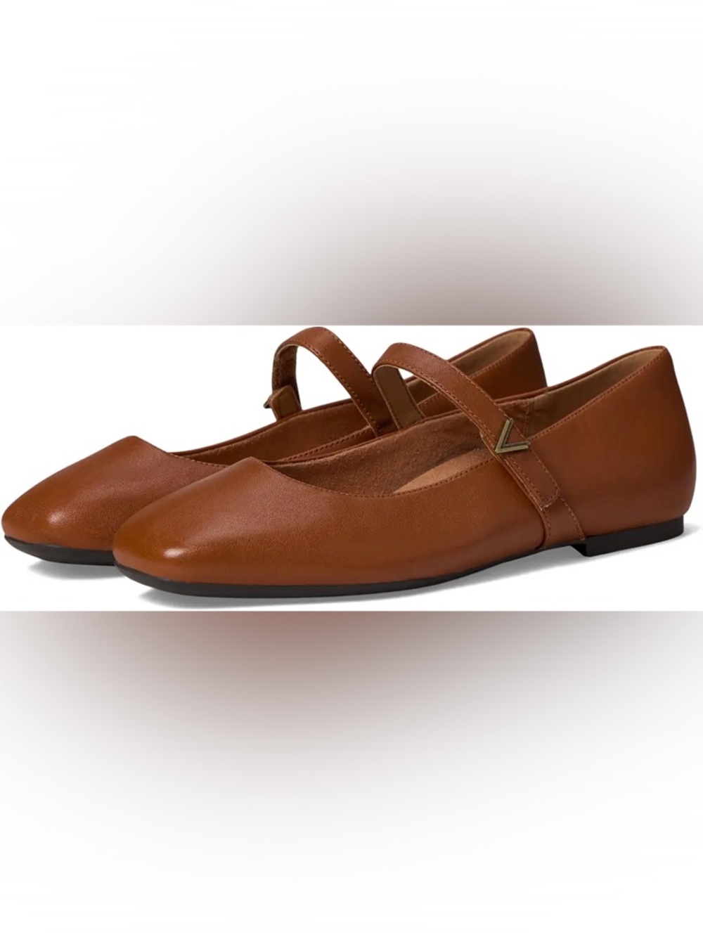 Vionic Women's Tan Leather Mary Jane Almeda Flats size 8 EUC